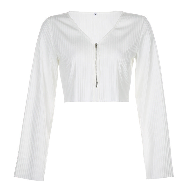 Up And Down Zipper Cardigan Design Slim Cardigan