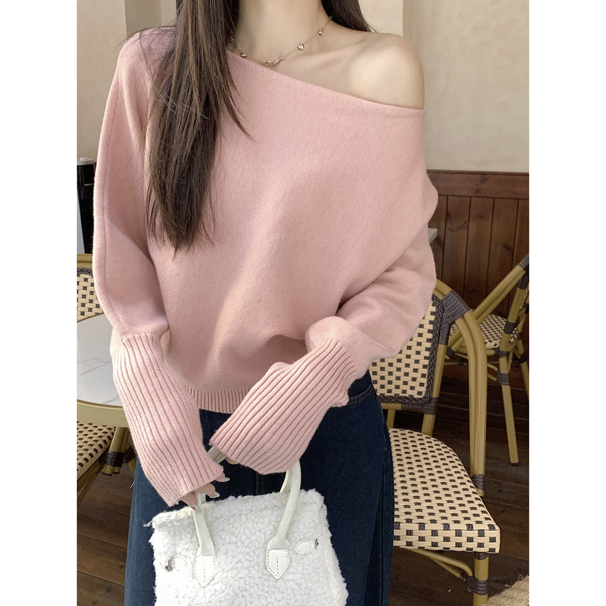 Lazy Off-neck Sweater Bottoming Shirt Women