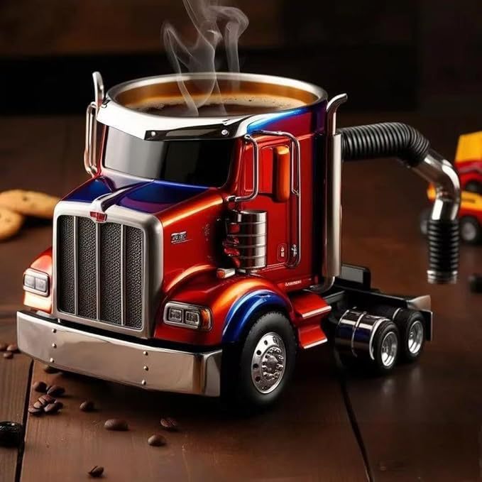 handcrafted ceramic semi-truck coffee mug with unique design