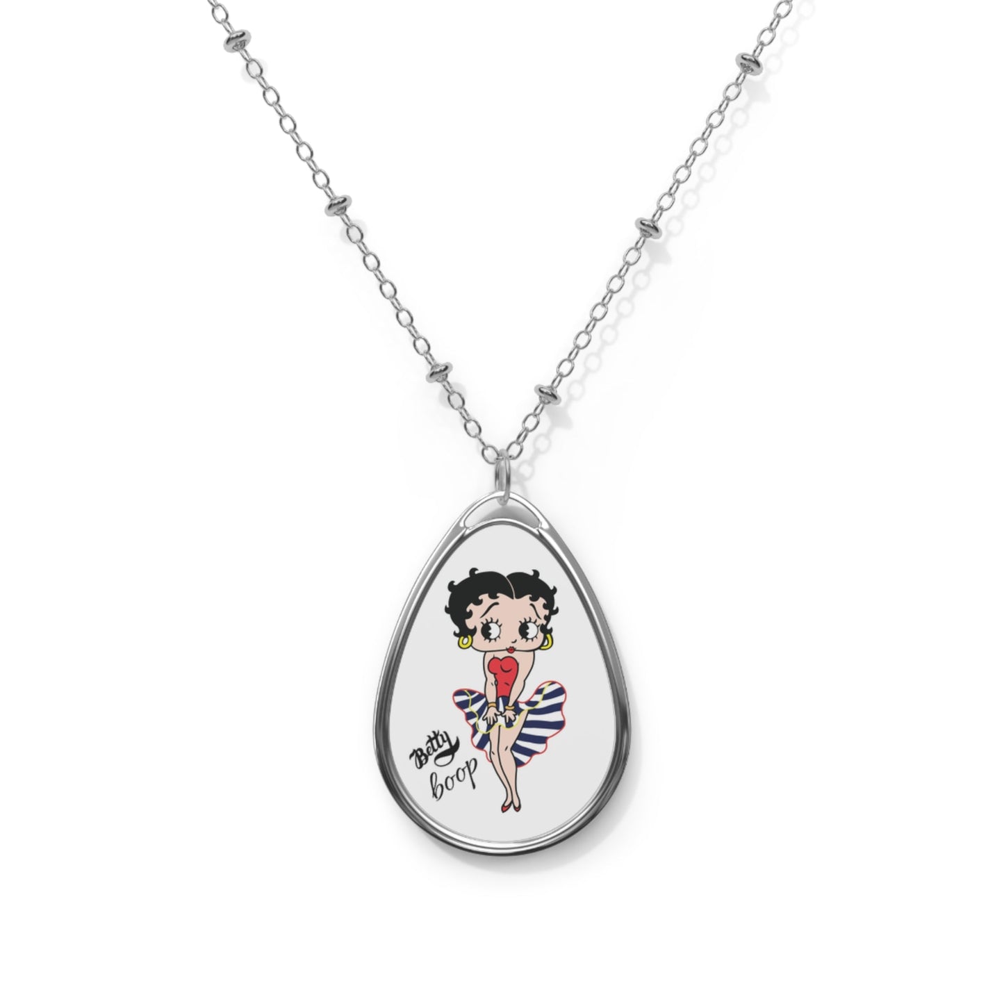 Betty Boop vintage oval necklace with playful retro design and vibrant colors.