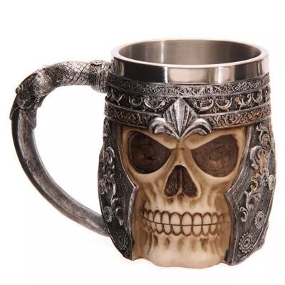 400ML 3D skull mug with creative design, stainless steel and resin material.