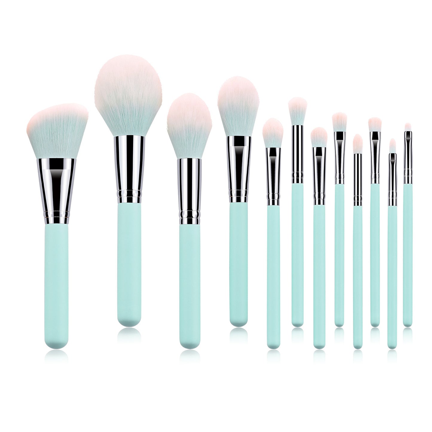 12-Piece Light Blue Makeup Brush Set with Box