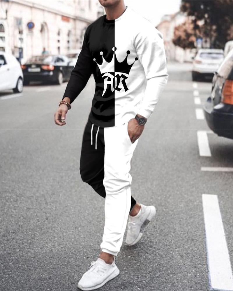 European And American Round Neck Long Sleeve Sports Trousers Casual Two-piece Suit Suit