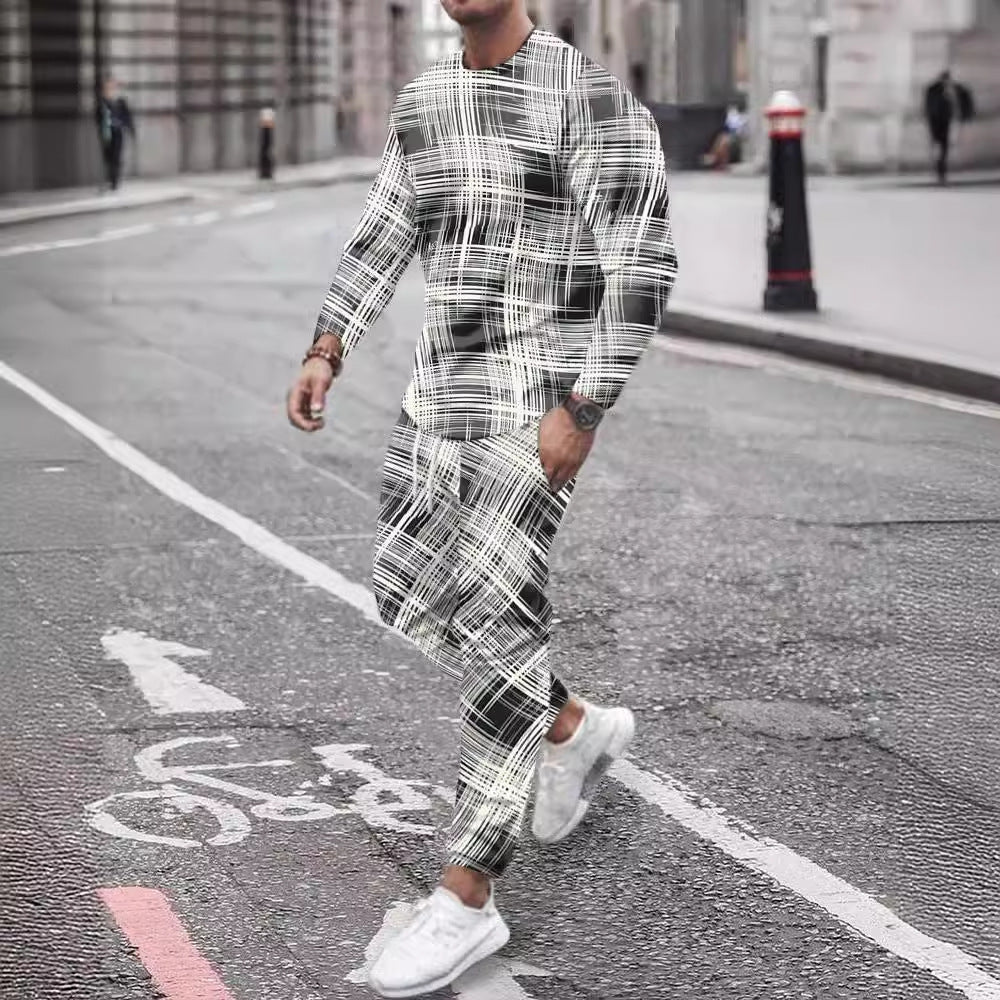 European And American Round Neck Long Sleeve Sports Trousers Casual Two-piece Suit Suit