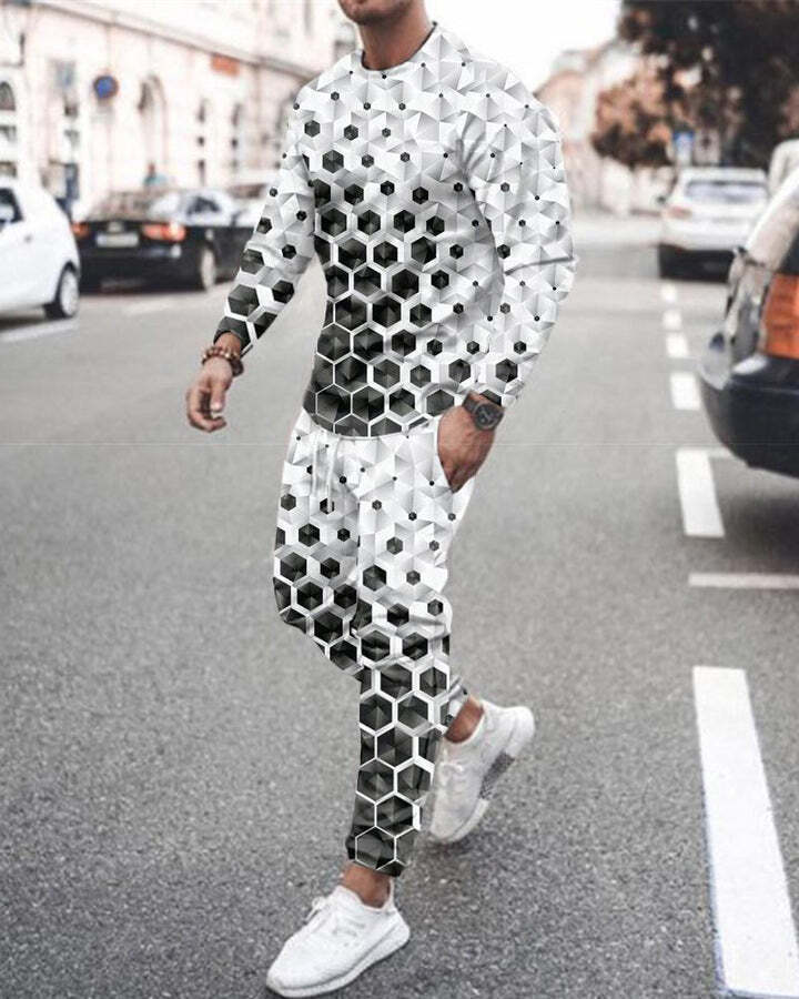 European And American Round Neck Long Sleeve Sports Trousers Casual Two-piece Suit Suit