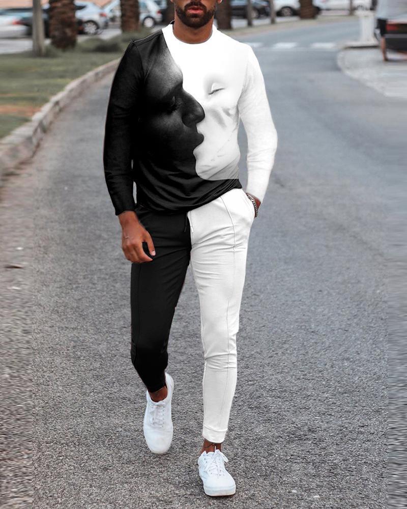European And American Round Neck Long Sleeve Sports Trousers Casual Two-piece Suit Suit