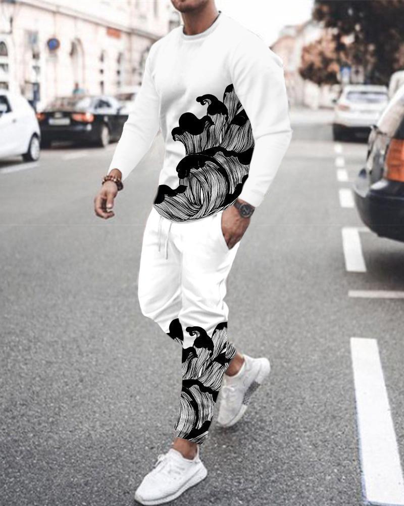 European And American Round Neck Long Sleeve Sports Trousers Casual Two-piece Suit Suit