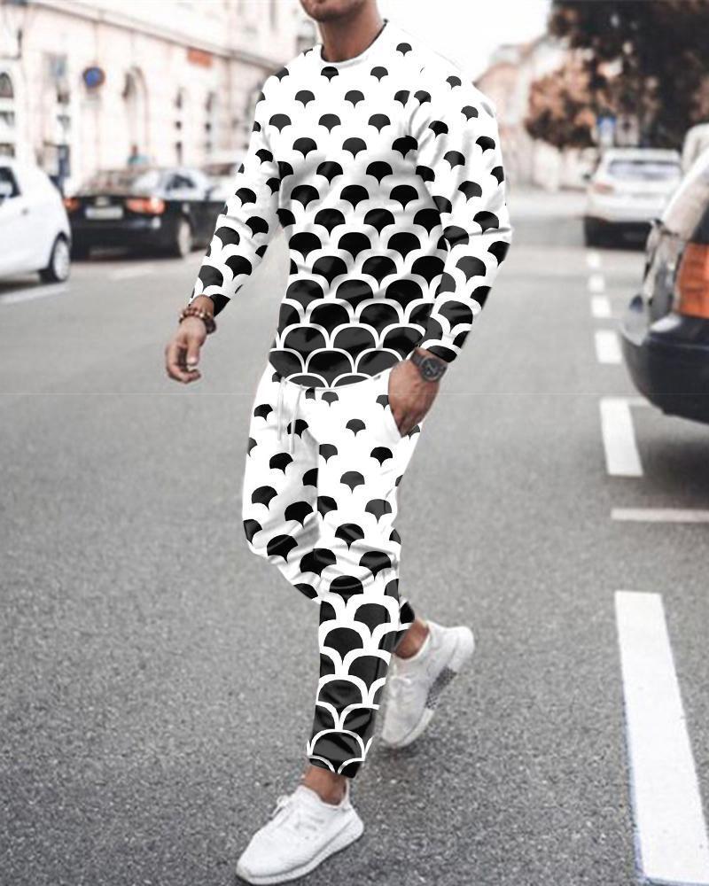 European And American Round Neck Long Sleeve Sports Trousers Casual Two-piece Suit Suit