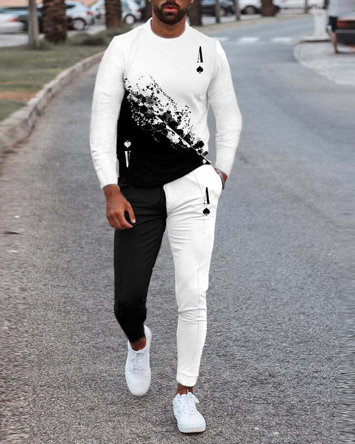 European And American Round Neck Long Sleeve Sports Trousers Casual Two-piece Suit Suit