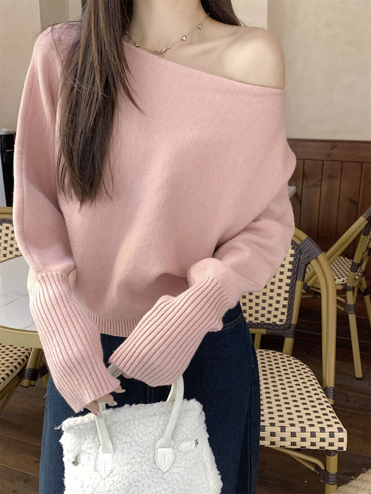 Lazy Off-neck Sweater Bottoming Shirt Women