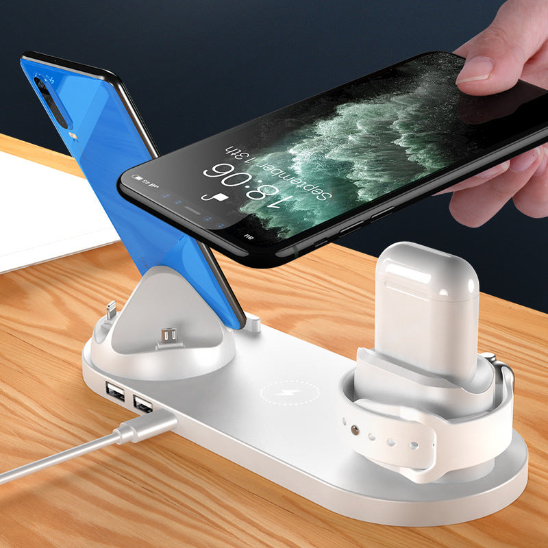 Wireless charger for iPhone with fast charging pad and 6-in-1 docking station.