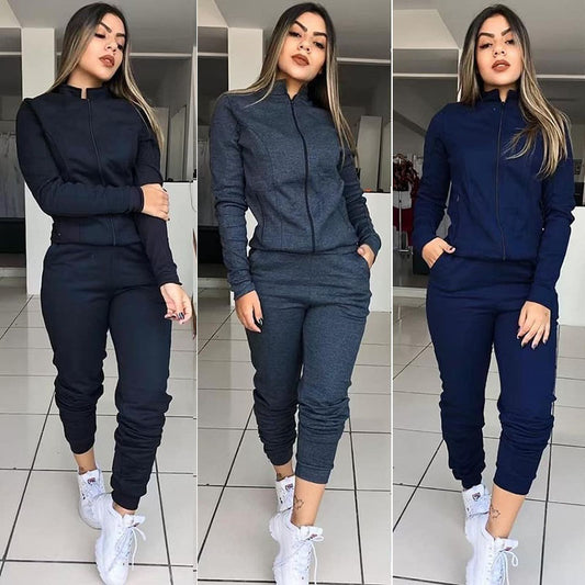 Women's Two-Piece Fitness Set - Long Sleeve Workout Suit
