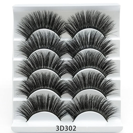3D Mink False Eyelashes - 5 Pairs Soft Cotton Band Lashes