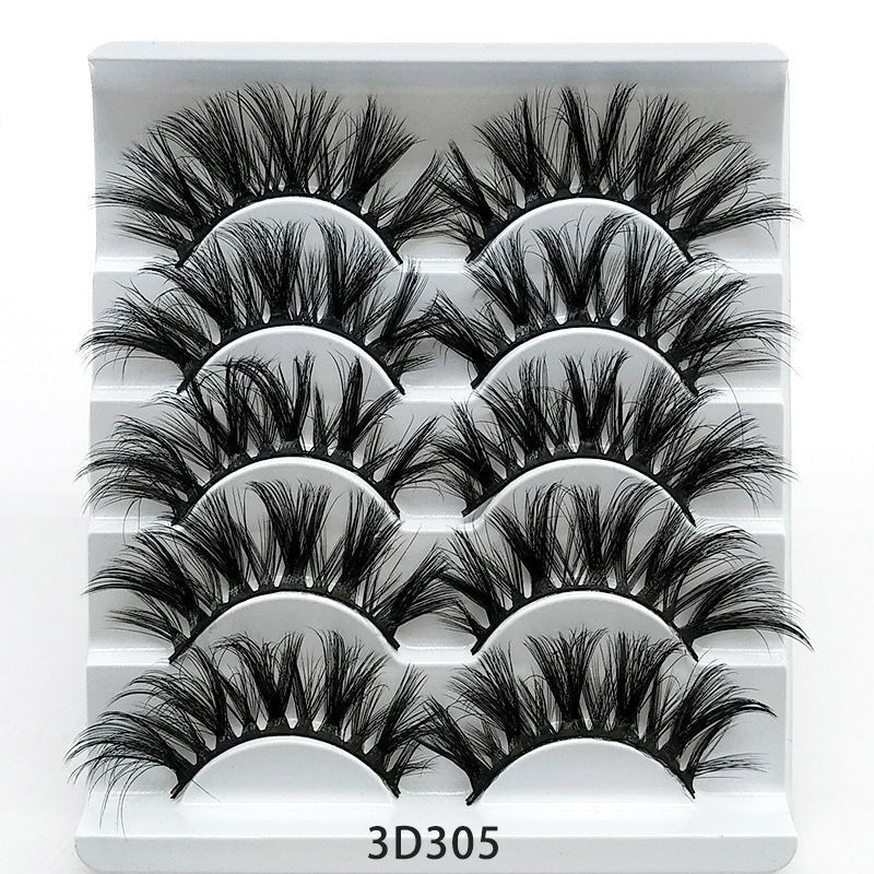 3D Mink False Eyelashes - 5 Pairs Soft Cotton Band Lashes