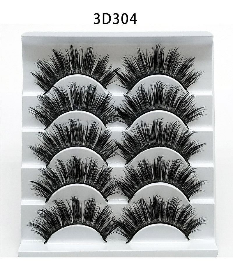 3D Mink False Eyelashes - 5 Pairs Soft Cotton Band Lashes