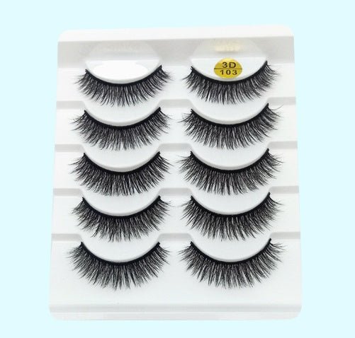 3D Mink False Eyelashes - 5 Pairs Soft Cotton Band Lashes