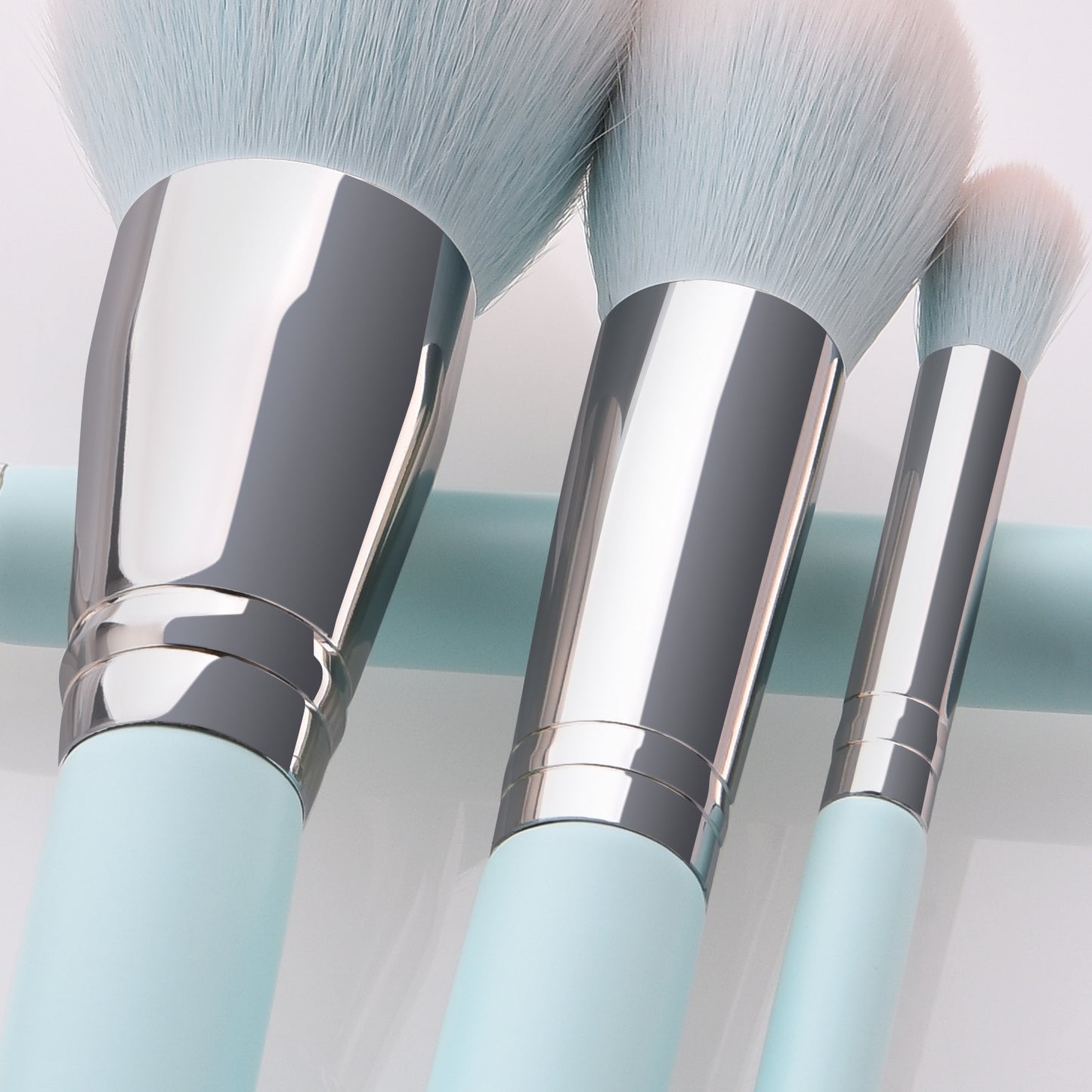 12-Piece Light Blue Makeup Brush Set with Box
