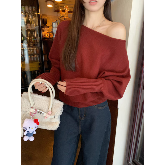 Lazy Off-neck Sweater Bottoming Shirt Women