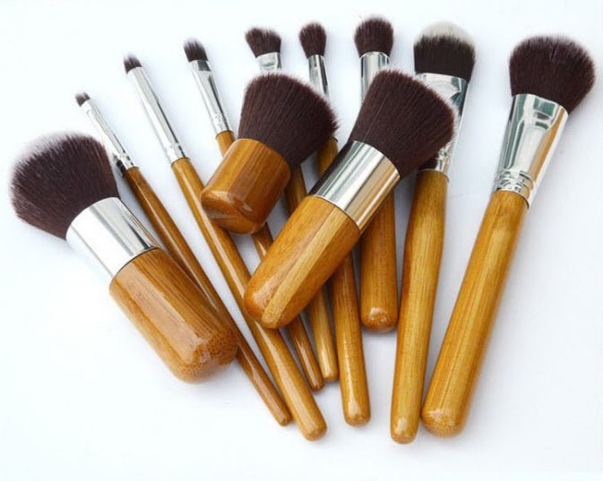 Bamboo Makeup Brush Set with Storage Bag - Professional Quality