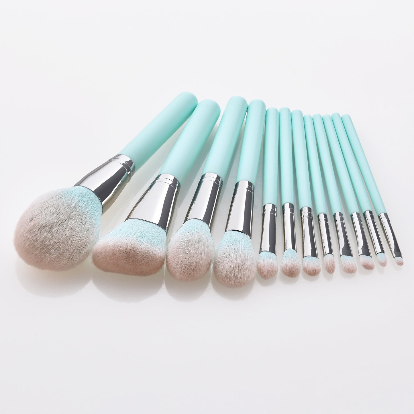 12-Piece Light Blue Makeup Brush Set with Box