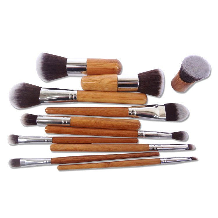 Bamboo Makeup Brush Set with Storage Bag - Professional Quality