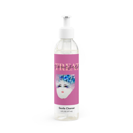 Gentle Face and Body Cleanser, 6oz bottle with white pump, designed for sensitive skin, vegan and cruelty-free.