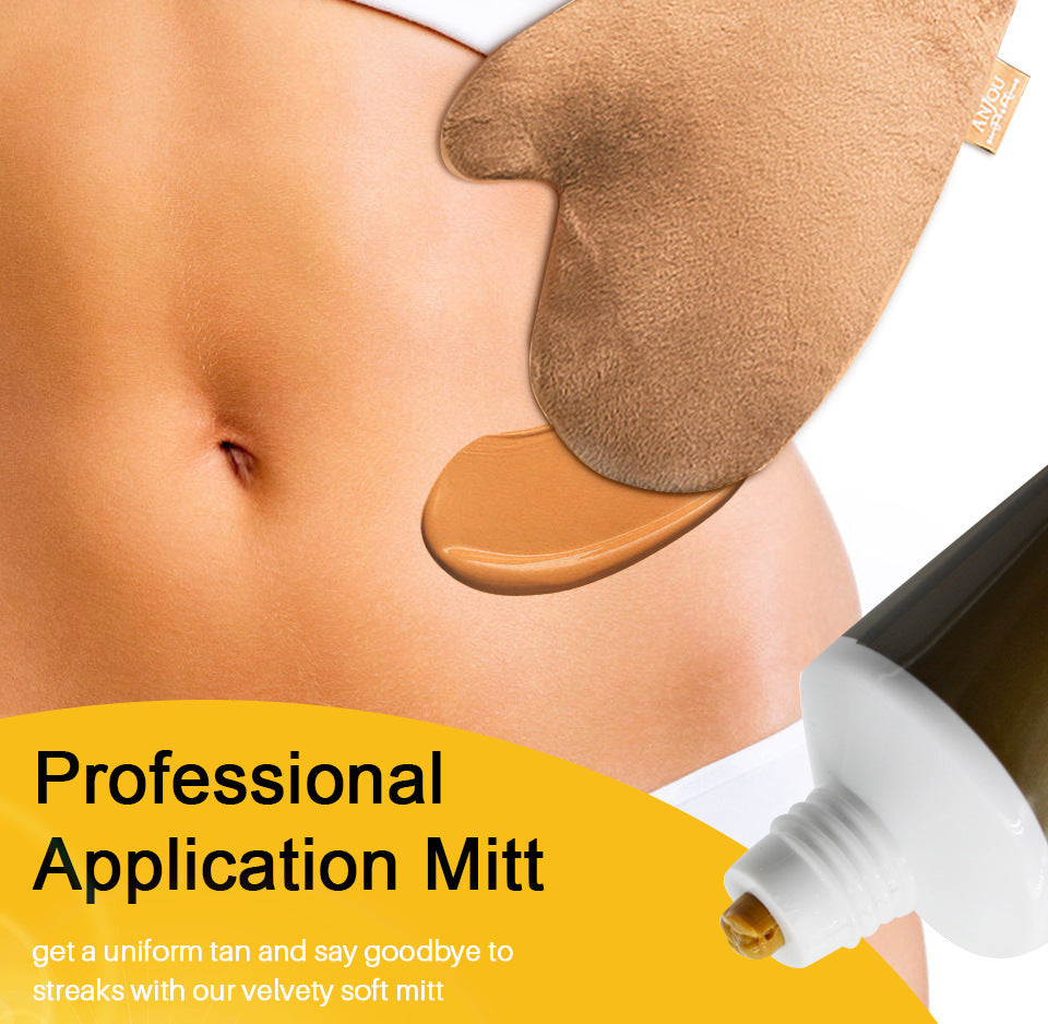 Tanning cream body lotion with professional application mitt for even results.