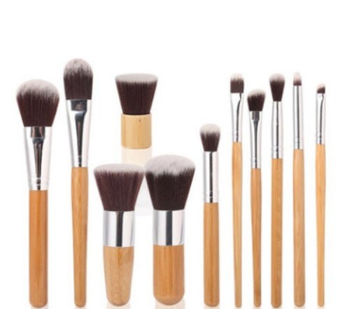 Bamboo Makeup Brush Set with Storage Bag - Professional Quality