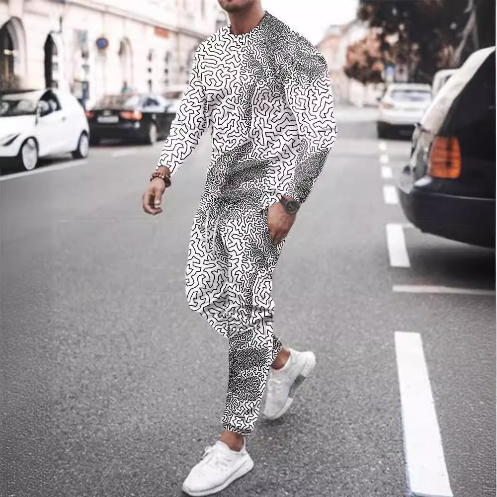 European And American Round Neck Long Sleeve Sports Trousers Casual Two-piece Suit Suit