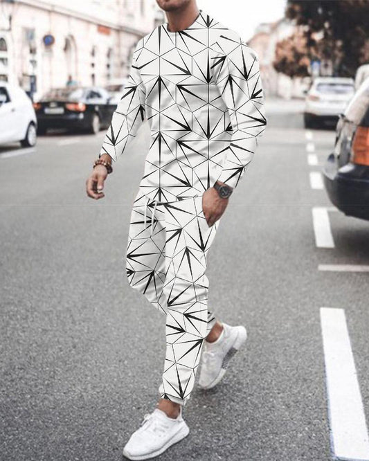 European And American Round Neck Long Sleeve Sports Trousers Casual Two-piece Suit Suit