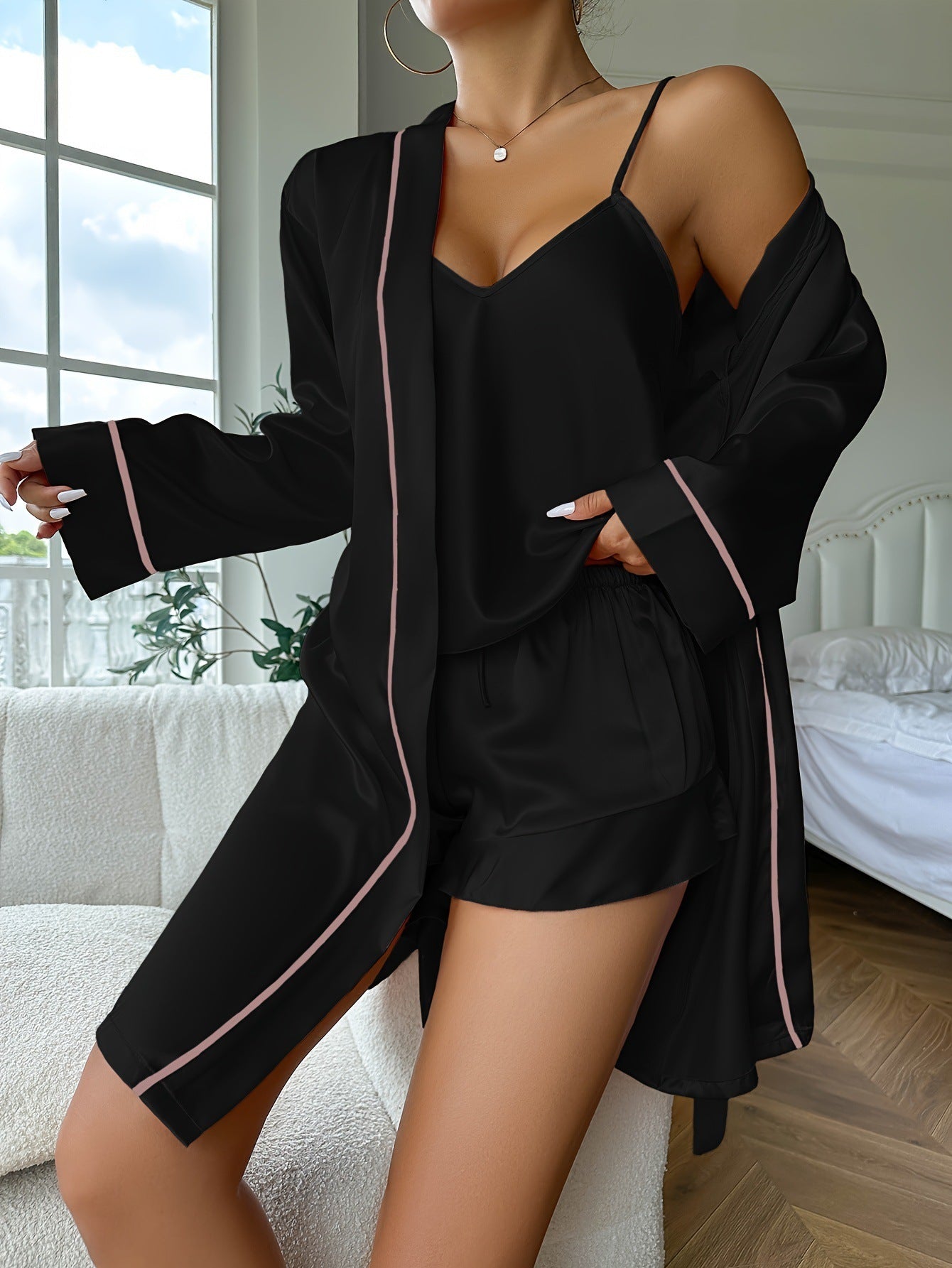 Suspender Shorts Three-piece Nightgown Summer Comfortable